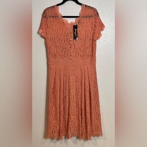 iHot Coral Lace Midi Dress Size XL